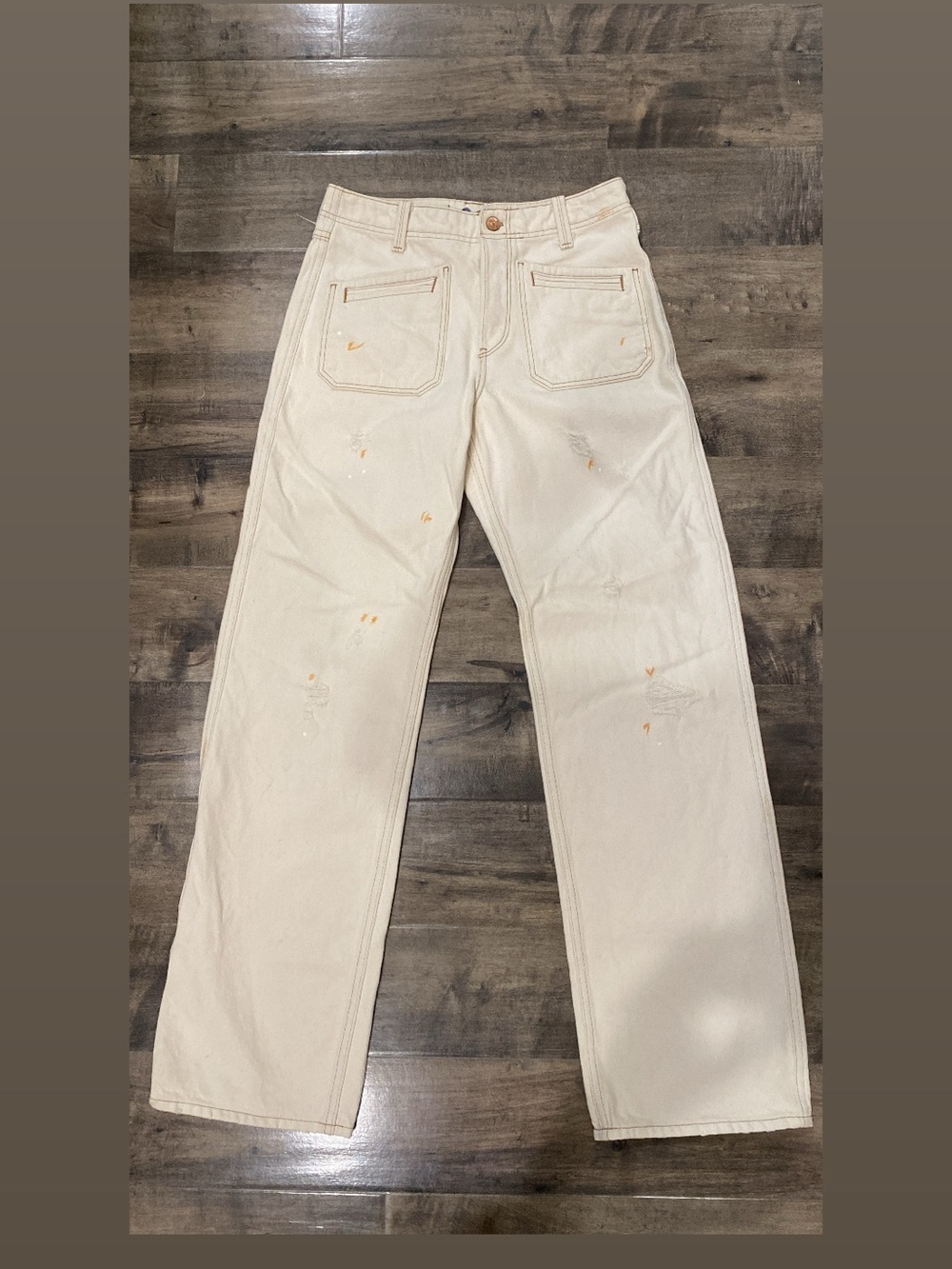 Free People Paint Splatter Straight Leg Jeans